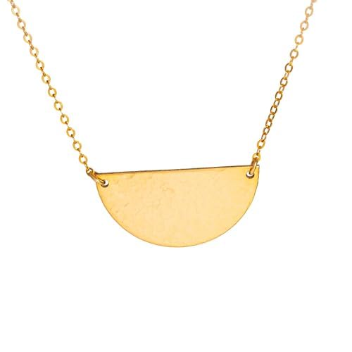 Hotmixcold Personalized Half Hammered Circle Moon Initial Pendant Necklace, 14K Rose Gold Fill, 14K Gold Fill, 925 Sterling Silver Delicate Layering Gratitude Sister Jewelry, Girlfriend Gifts cover