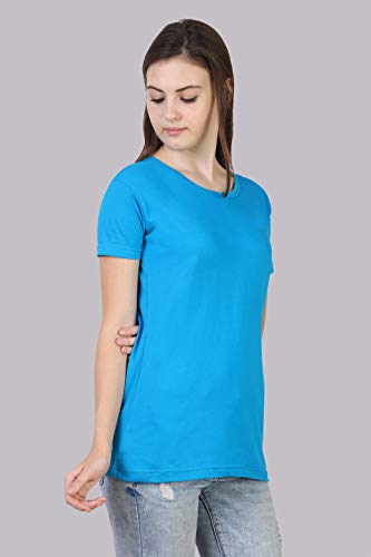 Image of FLEXIMAA Women's Cotton Plain Round Neck Half Sleeve T-Shirt