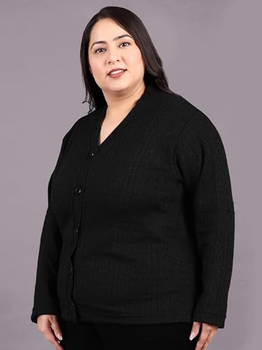 Image of HIFZAA Plus Size Sweater for Womens Woolen Full Sleeve Cardigan 3XL 4XL 5XL 6XL