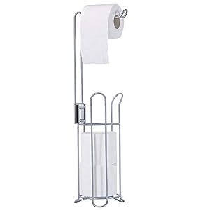 Image of Ahomxin Free Standing Toilet Paper Roll Holder with Weight Bearing Bathroom Toilet Tissue Paper Roll Holder Stand for Bathroom/Toilet Storage