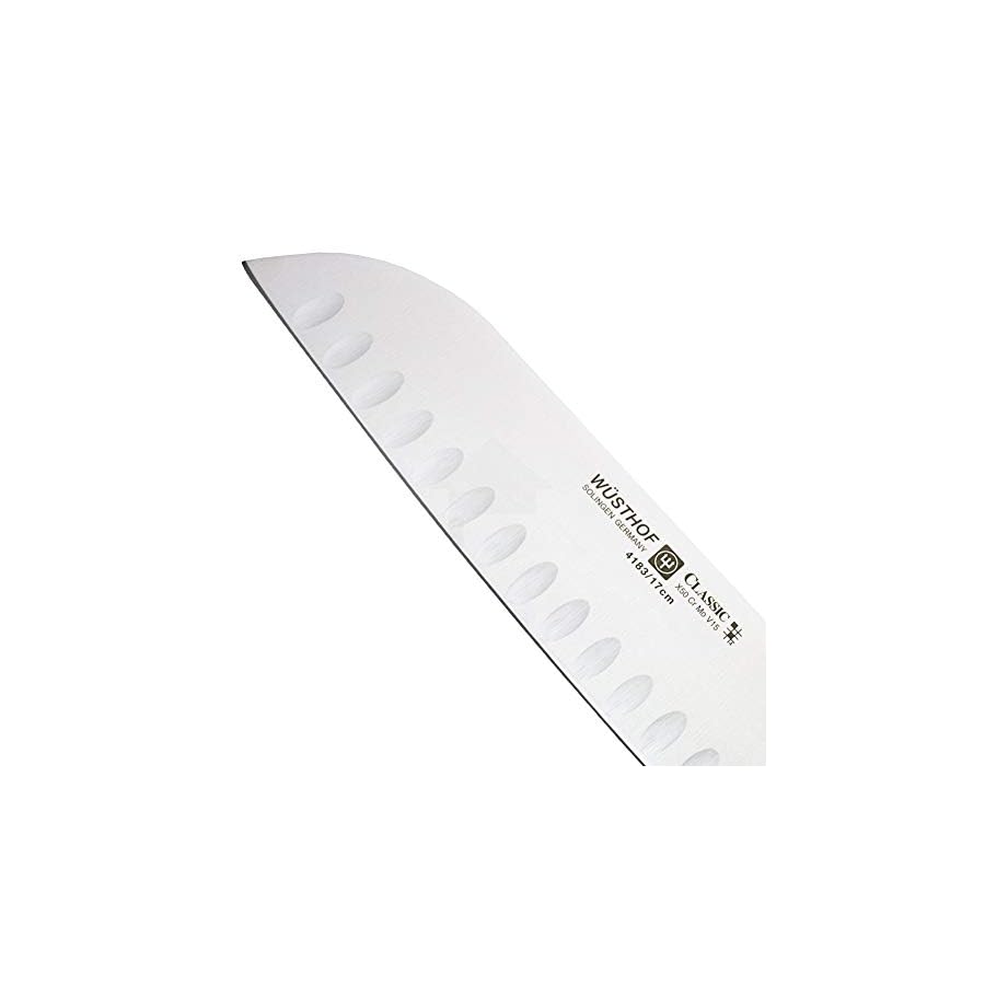 Wusthof 4183 Wusthof Classic Hollow Edge Santoku Knife 7, 7", Black