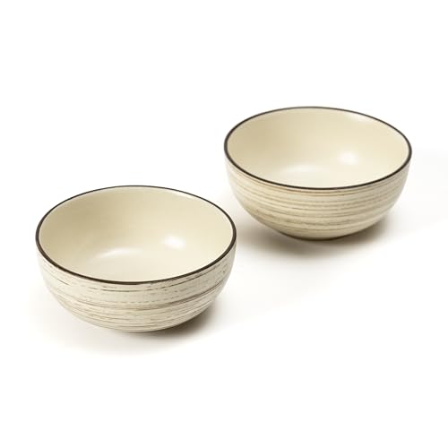 Image of Beyond Homes Ceramic Curry Bowl Set of 4, 240ml | Microwave & Dishwasher Safe Ceramic Bowls for Snacks, Vegetables, Chutney & Raita | Dal Katori Set for Kitchen, Matte-Finish (4, Brown Texture)