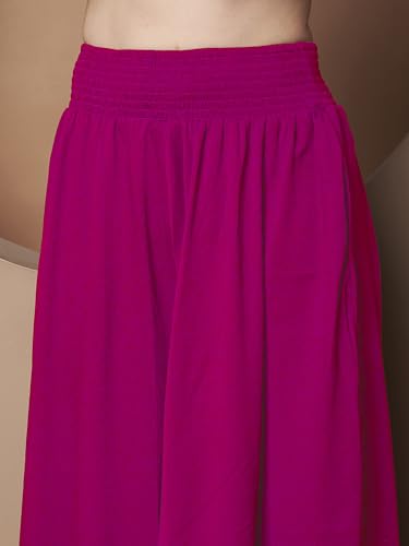 Image of KZULLY | Palazzo for Women | Solid & Printed | Stylish Wide-Leg | Comfortable Elastic Waist Bottomwear