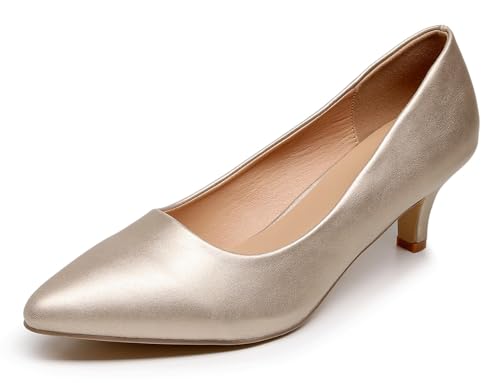 VenusCelia Women's Rokoko Pump Kitten Heel Shoe (10 M US,Gold)