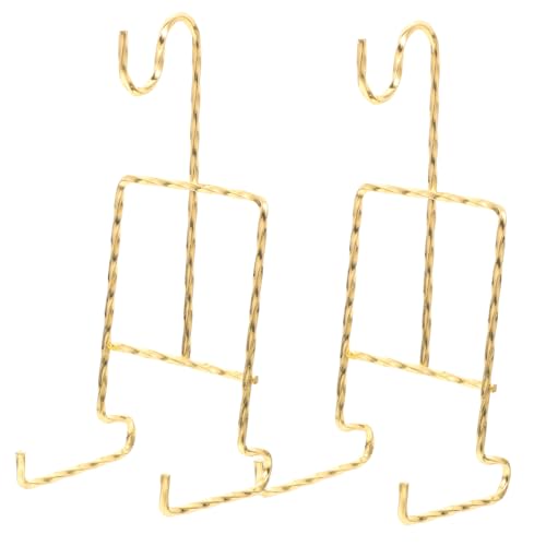 SOLUSTRE 2Pcs Metal Cup Holder Plate Display Stand Elegant Plate Holder for Dishes Photos and Books and Stylish Tabletop Ornament for Home Office Store Decor