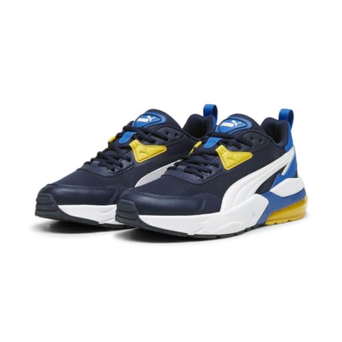 PUMA Mens VIS2K Sneaker, Club Navy Mens White-Pelé Yellow, 13