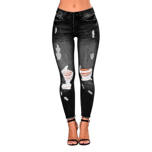 Ripped Skinny Jeans for Women High Waisted Tummy Control Jeggings Slim Fit Distressed Stretchy Denim Pants with Pocket2