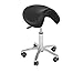 Physa Tabouret Fauteuil Siège de Coiffure à Roulettes Noir SORANO SH-61 (acier, revêtement : éco-cuir, hauteur du siège : 48,5-62,5 cm, 52 x 52 x 62,5 cm)