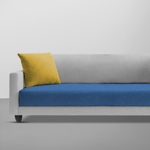 Image of Casaliving Dominic 3 Seater Sofa Set for Living Room (Blue Grey Fabric) Premium Fabric Sofa