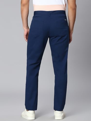 Image of Hubberholme Men's Tapered Fit Cotton Trousers, Ankle Length Button Closure Chinos