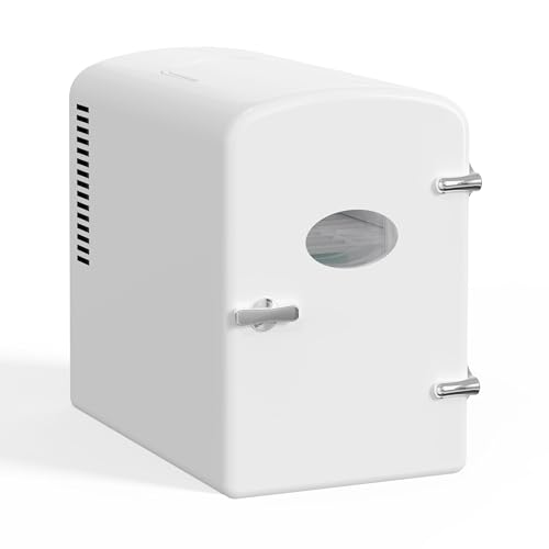 Image of Simple Deluxe 6L Portable Mini Fridge with Observation Window, Warmer and Cooler 9 Cans Compact Refrigerator, 100% Freon-Free & Eco Friendly, White