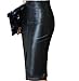 RAMISU Faux Leather Pencil Skirt High Waist Split Lady's Half Body Midi Hip Skirt 8017 M Black