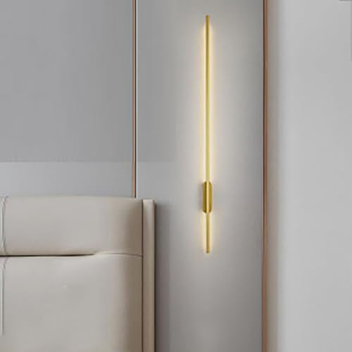 Aplique de pared lineal LED de 100cm regulable en color oro con mando