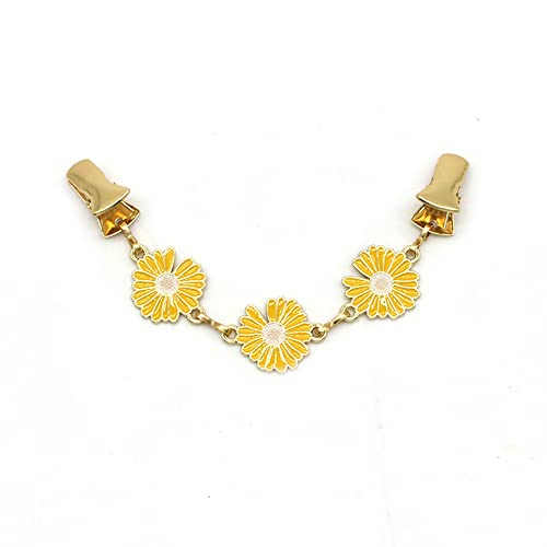 Image of 2PCS Women's small daisy vintage sweater clip sweater duckbill brooch waist-cinching brooch collar clip for girls women