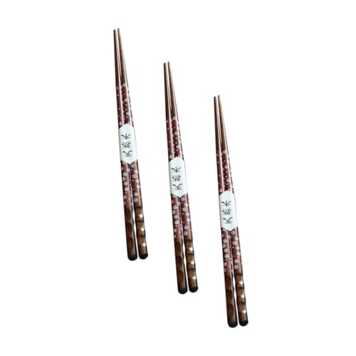 PERSELOSO 3組 日式ホテル用尖頭木製箸 双 桜柄 赤色 桜木材使用 繰り返し利用可能 環境配慮 キッチン用品 和食 寿司料理対応
