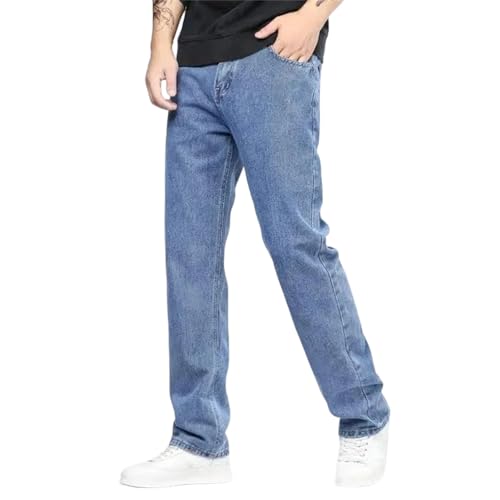 Men's Baggy Jeans Classic Straight Denim Pants Solid Color Wide Leg Loose Fit Fashion Trousers