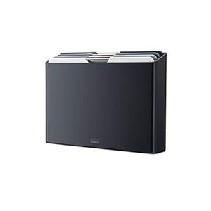 Joseph Joseph Folio 4-Piece Colour coded Cutting Board Set, Slimline case for organized Kitchen storage, Graphite
