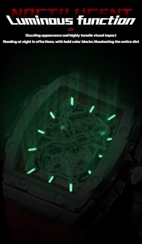 Image of OLEVS Watch Men Self Winding Luxury Skeleton Mechanical Business Dress Square Wrist Watches Calendar Watches