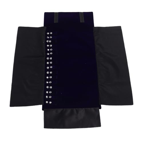 Holibanna Estuche Enrollable para Joyas de Terciopelo Azul Oscuro Bolsa Portátil para Collar Organizador Compacto de Viaje Compartimentos para Collares y Pulseras Adecuado para Viajes y