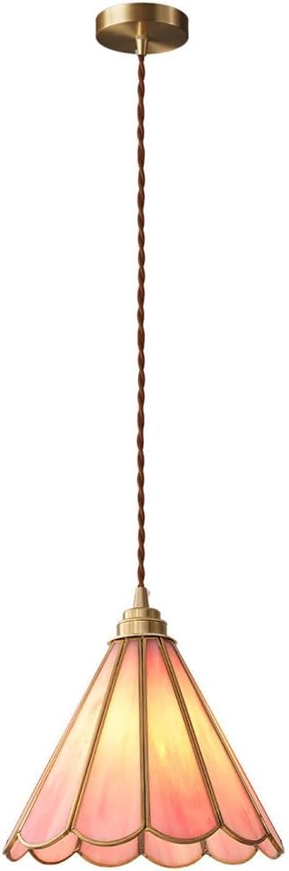 Lampe à suspension moderne en verre rose, petit luminaire intérieur pour salle à manger