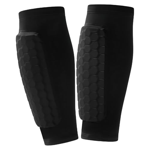 SI SEN Protector de Espinilla de Fútbol, Funda de Protección de Pantorrillas Protectora Tibias Antigolpes, Protector Tibial Esqui, para Hombres, Mujeres y jóvenes (Negro)