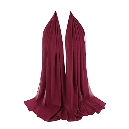 London Scarfs Women's Maroon Chiffon Oversized Plain Scarf Large Maxi Hijab Shawl (Maroon)