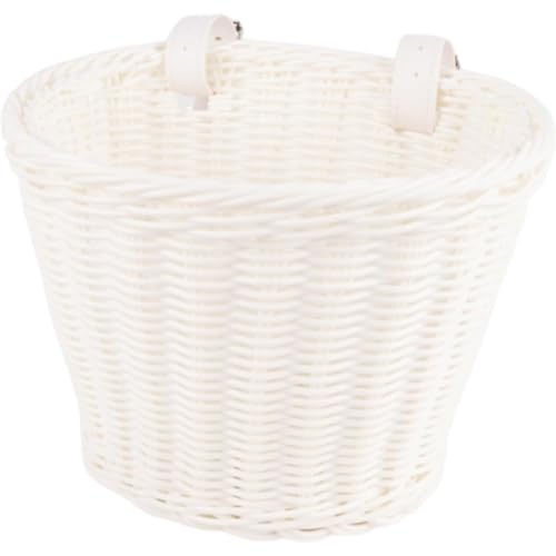 wyazziv 子供用自転車前カゴは手編み籐風デザインのミニバスケットで取り付けが簡単な前部収納かごです お子様の自転車にすっきりと装着できる籐製の実用的なアクセサリーとなっています (B)