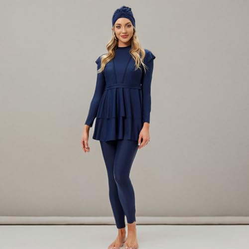 Women Burkini Islamic Modest Clothing Plus Size Muslim Swimwear with Bra Pad Front Hijab Swimsuit4