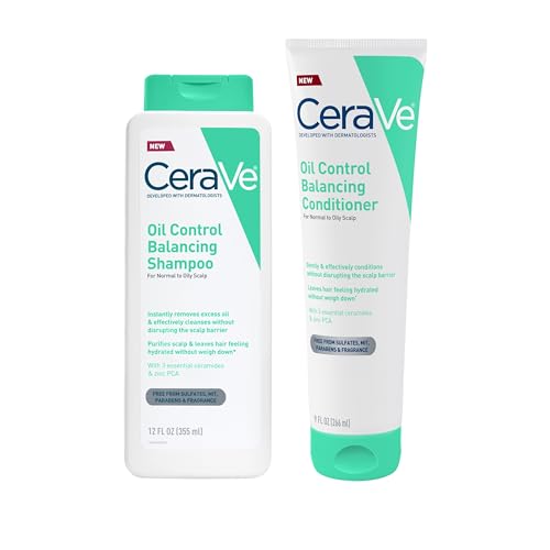 Image of CeraVe Oil Control Balancing Shampoo,12 oz + Oil Control Balancing Conditioner, 9 oz Bundle