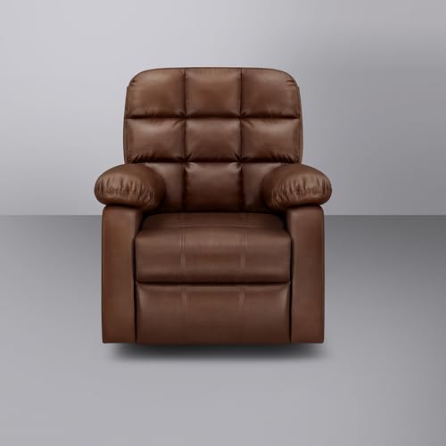 Image of Sleepyhead RX5 Designed by Duroflex - Single Seater Leatherette Manual Recliner with Durable Spring Support | Stylish Upholstery | Snug Fit for Luxurious Comfort (Glossy Sandy Swag)
