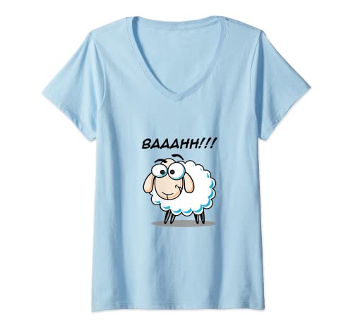 Mujer Divertido diseño de ovejas de dibujos animados, Baaaaahh! ¡Somos ovejas! Camiseta Cuello V