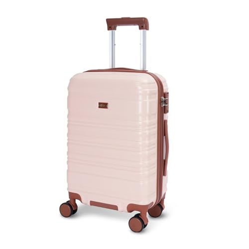 20 Inch Carry on Luggage 22x14x9 Airline Approved Pink PC Hardside Double Spinner Wheels Lightweight Suitcase TSA Lock Travel for Men and Women