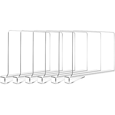 6Pack Clear Acrylic Shelf Dividers, Multi-Functional Shelf Separator, Adjustable Clothing Organizer, Transparent Organizer for Storage, Wood Closet, Bedroom, Kitchen and Office Shelves Cover