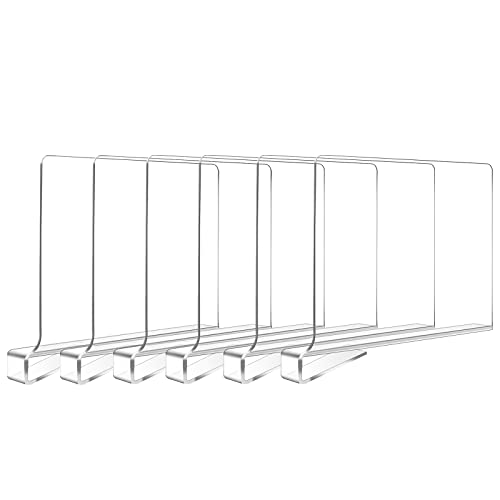 Hiziwimi 6PCS Separateur Etagere en Acrylique Transparent, organiseurs de vêtements réglables, Organiseur Transparent pour Le Rangement, Placard en Bois,...