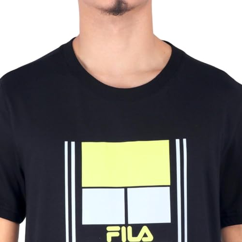 Camiseta Fila Tennis Graphics Preta Cinza e Limão-m