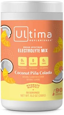 Ultima Replenisher Hydration Electrolyte Powder- 90 Servings- Keto & Sugar Free- Feel Replenished, Revitalized- Naturally Sweetened- Non- GMO & Vegan Electrolyte Drink Mix- Coconut Pina Colada