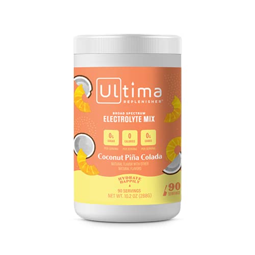 Ultima Replenisher Hydration Electrolyte Powder- 90 Servings- Keto & Sugar Free- Feel Replenished, Revitalized- Naturally Sweetened- Non- Gmo & Vegan Electrolyte Drink Mix- Coconut Pina Colada #TOP12