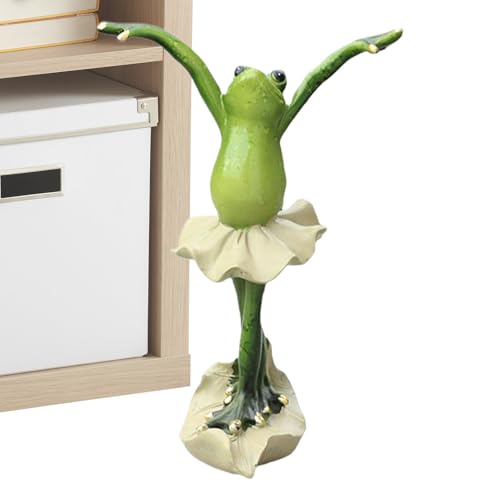 Zunetsutock Decoración de Rana para jardín, Estatua de Rana de jardín con Paraguas, Figura de Resina, Impermeable para Interiores y Exteriores, Escultura para césped, Patio, Resistente a
