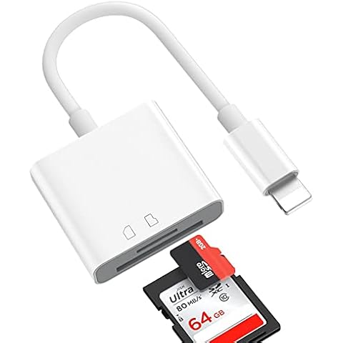 SD Card Reader for iPhone/iPad,Light-ing to SD/TF Card Camera Reader Adapter Converter for iPhone 13/12/11/X/XS/XR/8/7 iPad,Support iOS 9-15 Later,Plug and Play (2 in 1) Cover