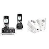 Alcatel F890 Voice Duo Noir EU Telephone sans Fil repondeur avec Combine supplementaire & TP-Link TL-PA7017P KIT CPL 1000 Mbps Prise CPL avec 1 Port Ethernet Gigabit et Prise Intégrée (Type F)