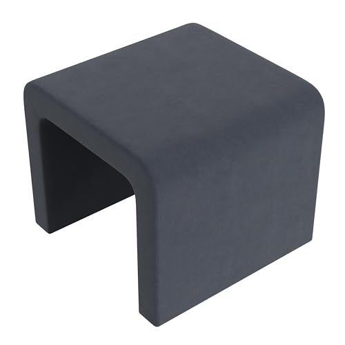 Image of HomePop 22 inch Modern Arch Velvet Ottoman - Steel Blue Velvet