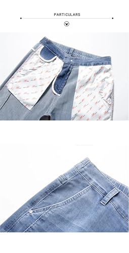 Men's Summer Thin Stretch Elastic Waist Business Straight Denim Trousers Classic Baggy Jeans2
