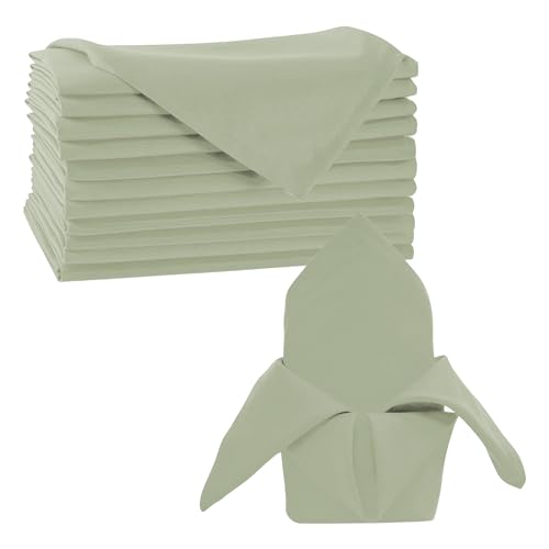 Trimming Shop 20 x 20 Inch Sage Green Cloth Napkins 100% Polyester 10pcs
