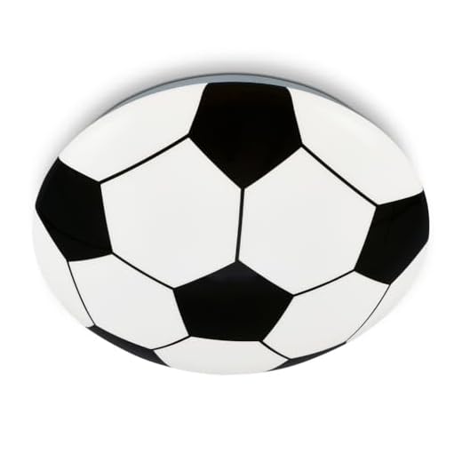 Briloner - Lámpara de techo de fútbol LED, lámpara de fútbol, lámpara de habitación infantil, lámpara de techo habitación infantil, vidrio, 12 vatios, 275x65 mm, 3997-016