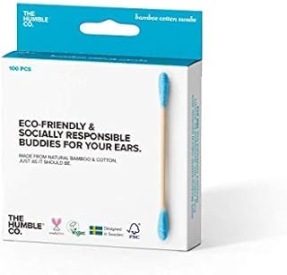 The Humble Co. Natural Cotton Swabs | Black | Biodegradable, Eco-Friendly, Vegan | Perfect for Ears, Makeup, Pet care and Cleaning (1 x 100)