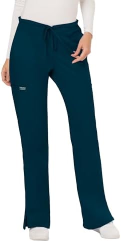 WW Revolution by Cherokee Women's Mid Rise Moderate Flare Drawstring Pant Tall, Caribbean Blue, Medium Tall