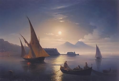 Tableau la baie de Naples d'Ayvazovsky : décoration murale nordique 60x90cm