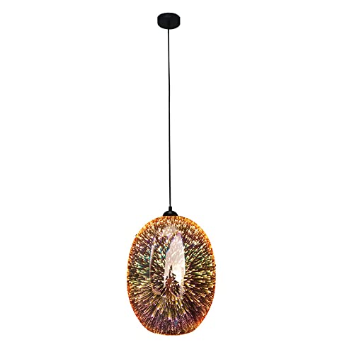 Moravian Glass Oval Pendant Light Copper