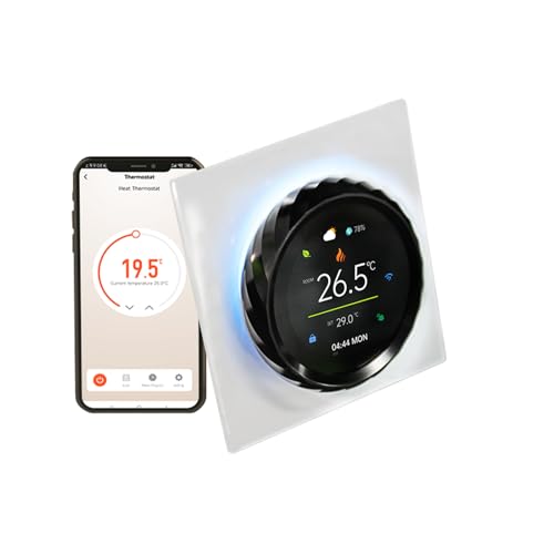 Qiumi Termostato Inteligente con Pantalla de Color TFT y Control de Perilla, Adecuado para calefacción de calderas de Gas/Agua Independientes, 95 a 240vac y 24vdc / AC