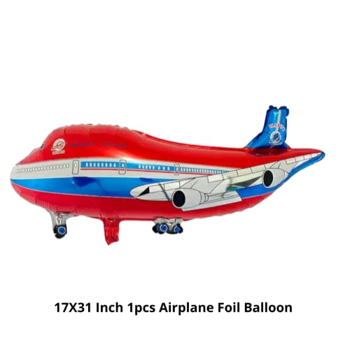 Image of Airplane Foil Balloon (17X31 Inch, 1Pcs) For Vehicles /Transportation Children Birthday Party Decoration, Red